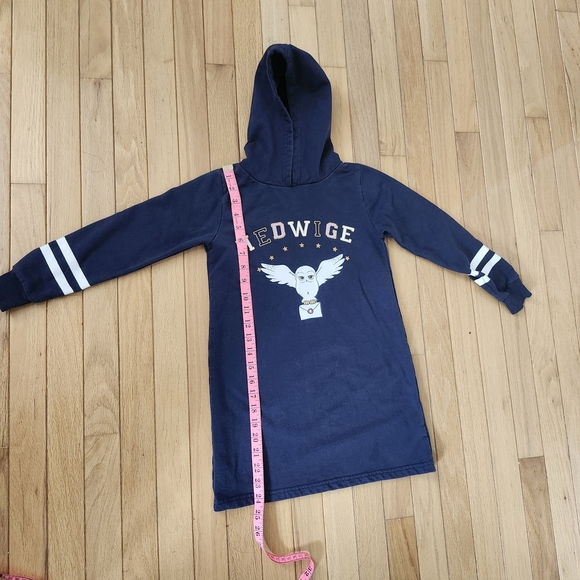 Harry Potter Hedwig Hoodie Sweatshirt Dress Girls Sz 8 Navy Owl Graphic Cosplay - Picture 6 of 14